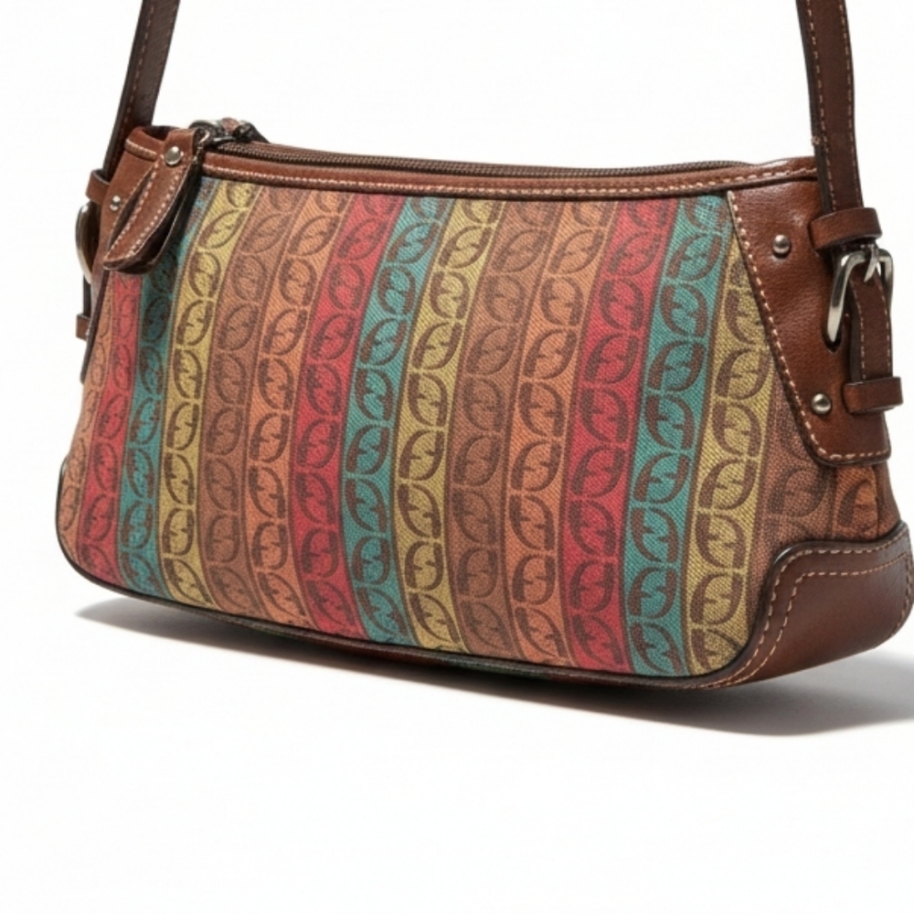 Fossil Boho small shoulder bag multi color. Multi Colors Leather Trim Bag